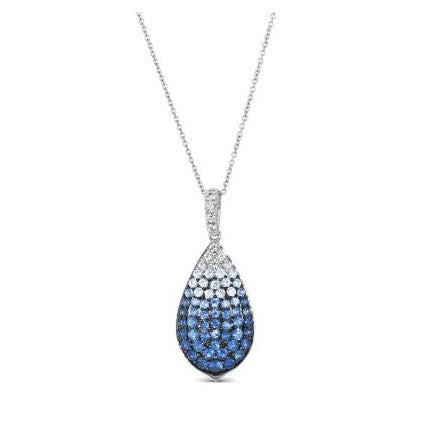 14K Vanilla Gold Ombre Pendant featuring 1.26Carat TW Denim Ombre White Sapphire