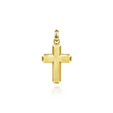 14K Yellow Gold Brushed Finish Cross Pendant