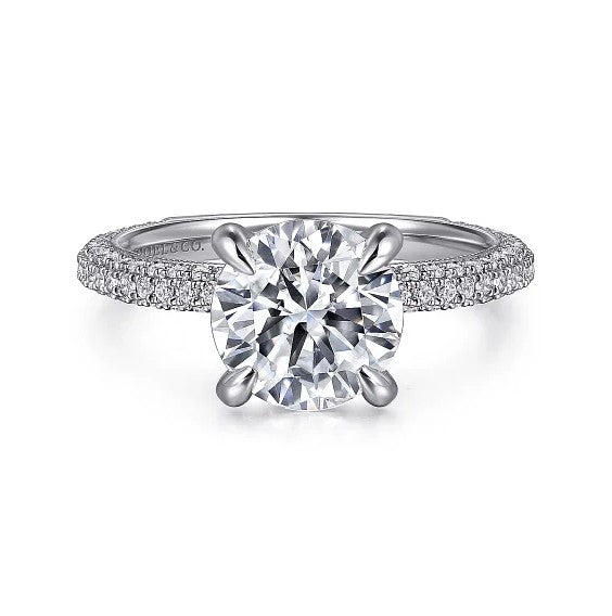 14K White Gold Round Diamond Engagement Ring w/ 0.56 ctw