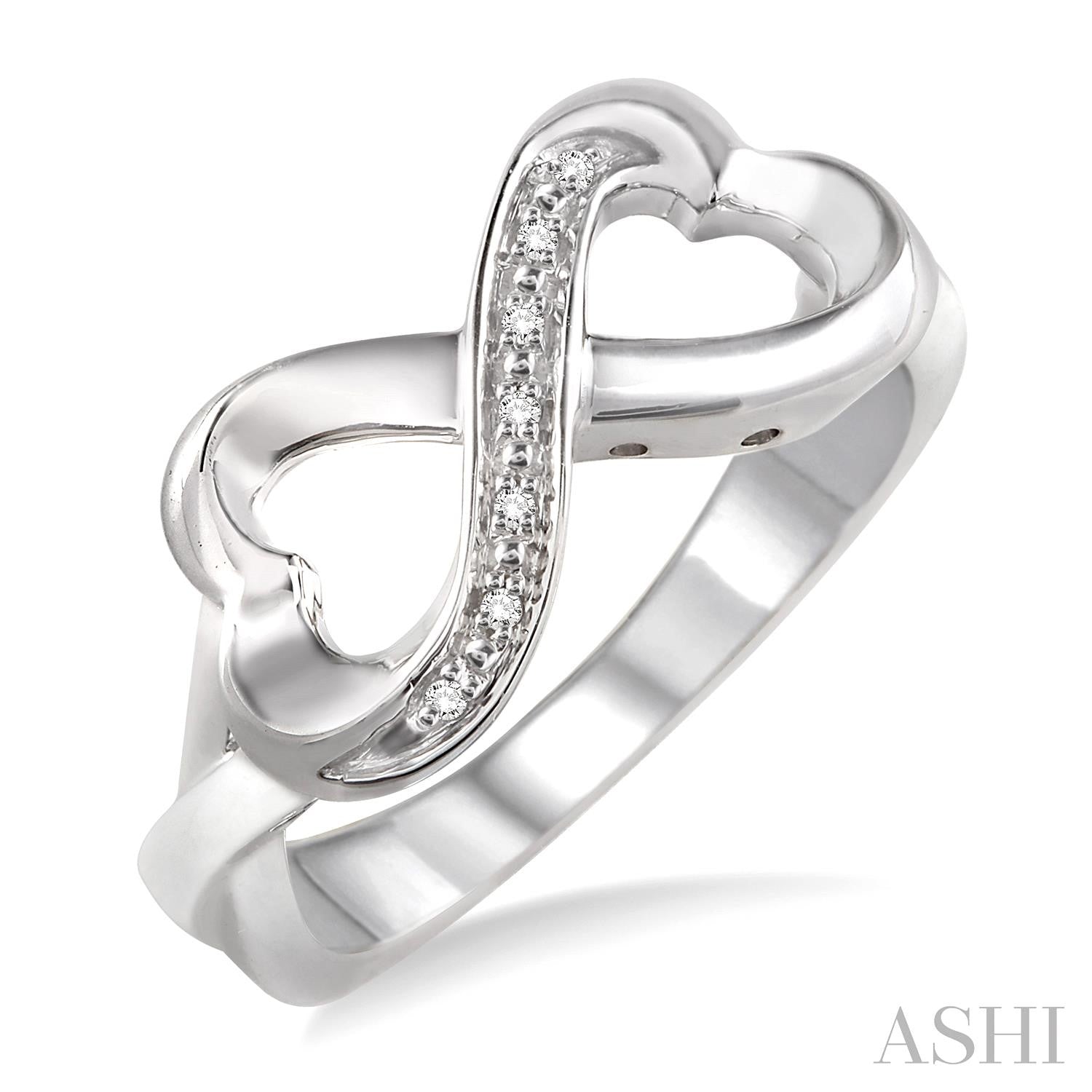 Sterling Silver Diamond Infinity Heart Ring, 0.03 Carat TW