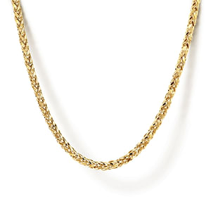 14K Yellow Gold Men's Wheat Hollow Chain 22"