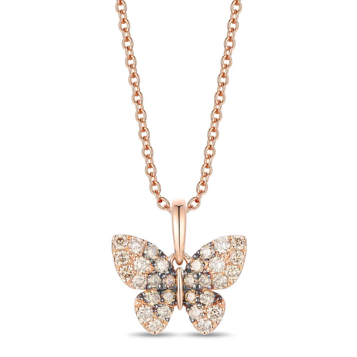 Rose Gold Chocolate Ombre Diamond Butterfly Pendant