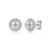 Sterling Silver 6.5MM Bujukan Pearl Stud Earrings