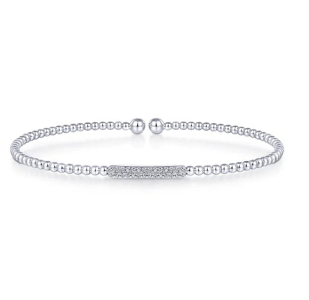 White Gold & Diamond Bujukan Bead Bangle Bracelet, 0.13 Carat TW