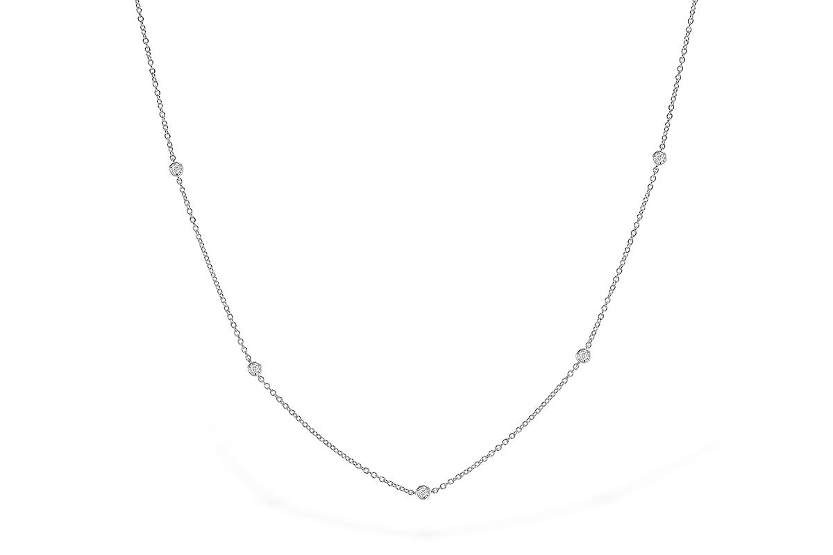 14K White Gold Bezel Set Diamond Necklace, 0.25 Carat TW