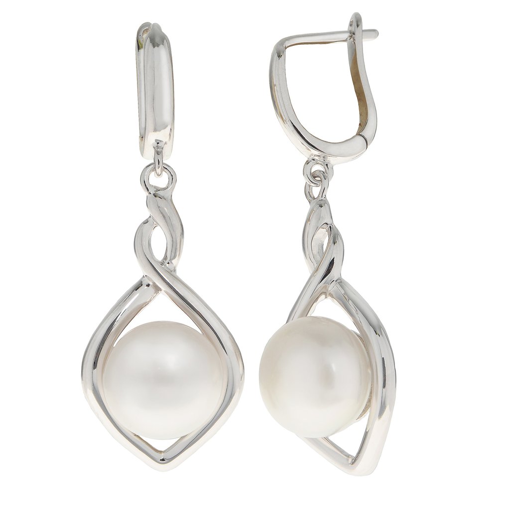 Sterling Silver Freshwater Drop Button Earrings