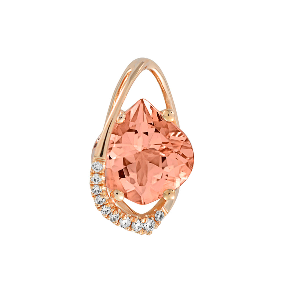 14K Rose Gold Pendant with 2.25 Carat LG Champagne Sapph. & 0.03 CTW LG Dia.