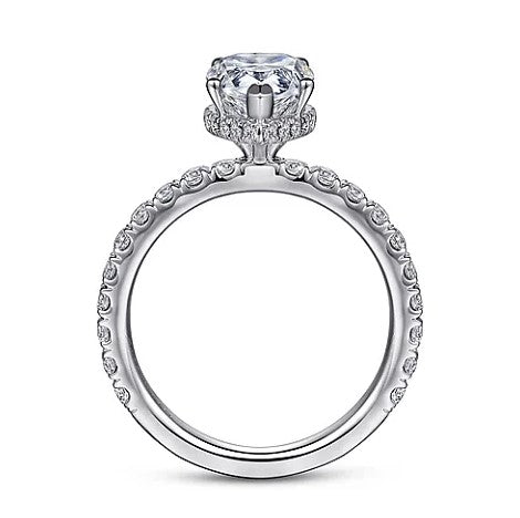 14KW Hidden Halo Pear Shape Diamond Engagement Ring w/ 0.68 ctw