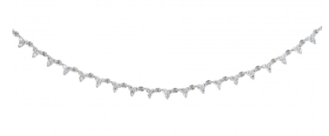 White Gold Pear and Princess Cut Alternating Diamond Necklaces, .62CTW