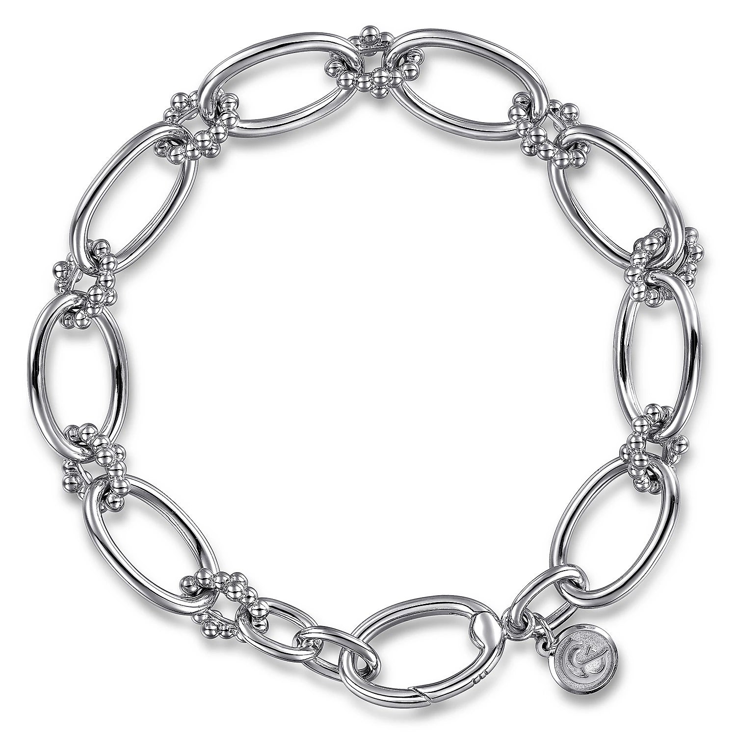 Sterling Silver Bujukan Oval Link Bracelet, 7.5" length