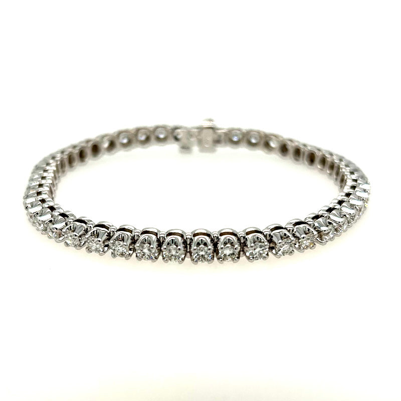14K White Gold Diamond Bracelet, 3.80 Carat TW