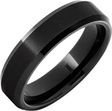 6MM Black Diamond Ceramic Beveled Ring With Satin Center