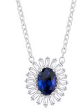 14K White Gold Sapphire and Diamond Necklace, 0.35 Carat Diamond Weight