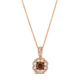 14K Rose Gold Chocolate and Nude Diamond Flower Pendant, 0.7 Carat TW