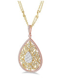 18KY Diamond Pear Tri-Color Pendant w/ 2.35 ctw & 16"