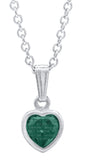 Sterling Silver May CZ Birthstone Heart Pendant w/ Chain