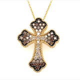 14K Yellow Gold Ombre Diamond Cross Pendant, 0.55 Carat TW