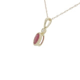 14K Yellow Gold 0.58Carat Ruby Oval & 0.03Carat TW Diamond Round Cut G-H SI2 18"