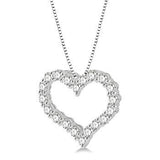 14KW Heart Charm Diamond Pendant w/ 0.75 ctw & 18" Adjustable Cable Chain