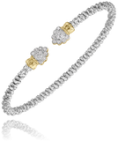 Sterling Silver/14K Yellow Gold 4MM Diamond Fashion Bracelet .14Carat TW