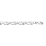 Sterling Silver Oval Link Diamond Bracelet, 0.10 Carat TW