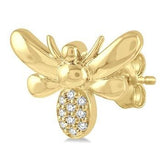 Yellow Gold Bumble Bee Earrings, 0.06CTW
