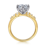 14K White and Yellow Gold 2.0 Carat Diamond Round Engagement Ring