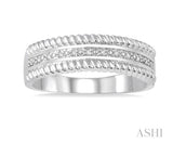 Sterling Silver Rope Diamond Accent Ring w/ 0.05 ctw