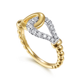 Stirrup Ring 14K White and Yellow Gold Diamond 0.3ct Bujukan