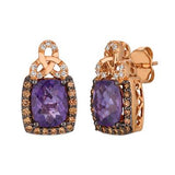 14K Rose Gold Amethyst & Chocolate Diamond Earrings