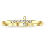 10K Yellow Gold Diamond Cross Ring, 0.10Carat TW