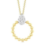 10K Yellow Gold Diamond Bead Shank Pear Shape Lovebright Pendant, 0.15Carat TW