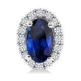 10K White Gold Diamond and Sapphire Stud Earrings, 0.13 Carat TW