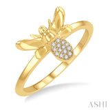 Yellow Gold Bumble Bee Round Cut Petite Fashion Ring, 0.06 carat tw