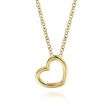 14K Yellow Gold Heart Pendant – 16"