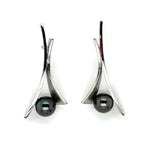 Sterling Silver Tahitian Pearl Dangle Earrings