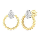 10K Yellow Gold Diamond Bead Shank Pear Shape Lovebright Earrings, 0.25Carat TW