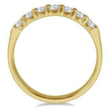 14K Yellow Gold 7 Stone Round Cut Diamond Wedding Band, 0.75 Carat TW