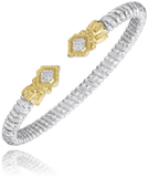 Sterling Silver/14K Yellow Gold 4MM Diamond Fashion Bracelet .08Carat TW