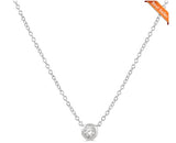 10K White Gold Bezel Set Diamond Necklace, 0.10 Carat