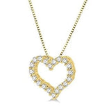 14K Yellow Gold Diamond Heart Pendant, 0.25 Carat TW