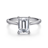 14K White Gold Emerald Cut Solitaire Engagement Ring