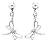 Sterling Silver Diamond Dragon Fly Earrings