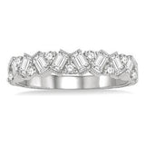 14K White Gold Diamond Zigzag Ring, 0.60 Carat TW