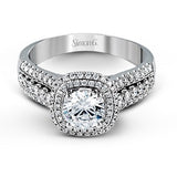 18KW Engagement Double Halo Semi-Mount Ring w/ 0.51 ctw, Size 6.5