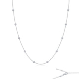 Sterling Silver & Platinum CZ Station Necklace, 1.10 Carat TW