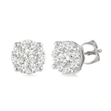 14K White Gold Diamond Stud Earrings, 0.75 Carat tw