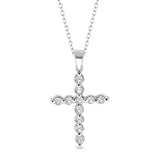 Sterling Silver Diamond Cross Pendant, 0.10 Carat TW