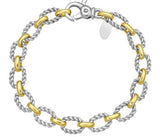Sterling Silver/18K Yellow Gold Oval Link Bracelet 7.25"
