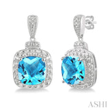 .03 CTW SS Diamond and Blue Topaz Earrings